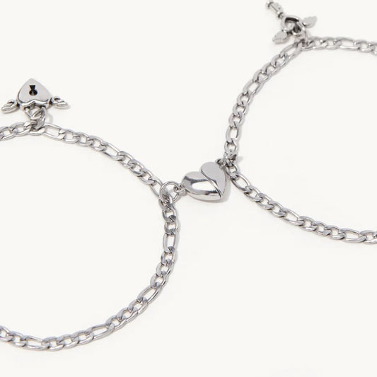 "You're My Heart" Silver Magnetic Bracelets